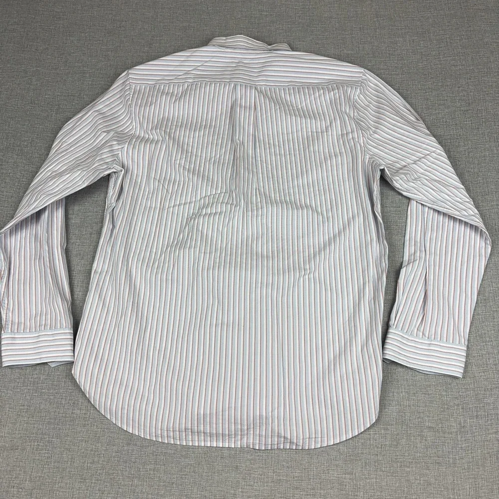 Vince Shirt Mens Large White Red Blue Stripe Classic Fit Dress Long Sleeve